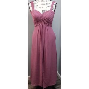 Bari Jay Long Maxi Dress Womens Sz 0 Mauve Built In Bra Backless Sweetheart Neck